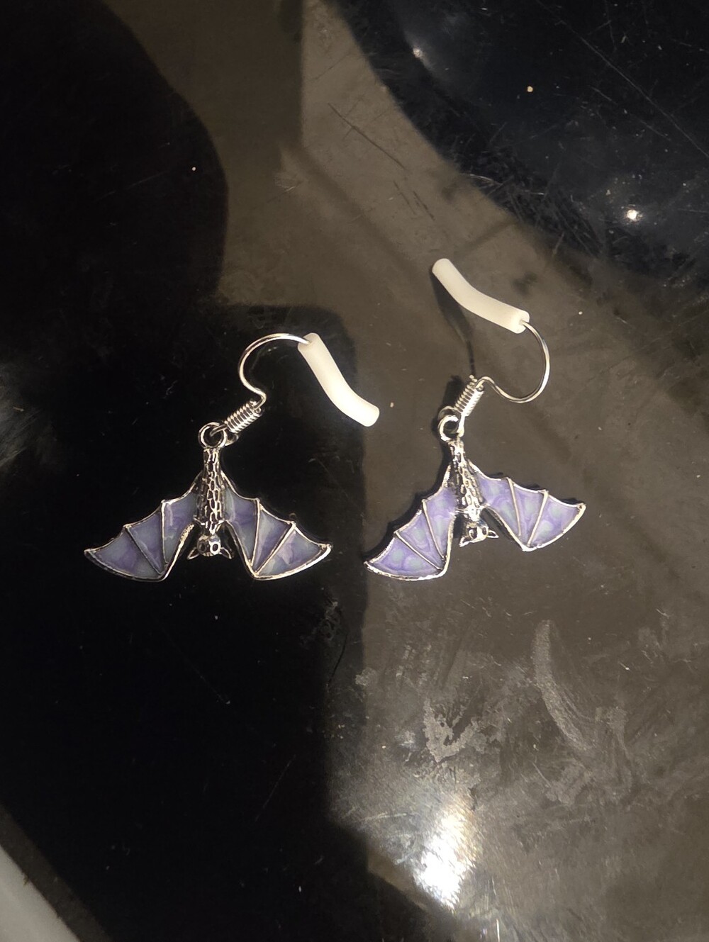 Brand New Purple Bat Hook Earrings
